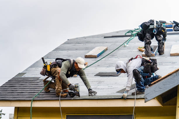 Professional Gutter Installation technician working in Stow, OH